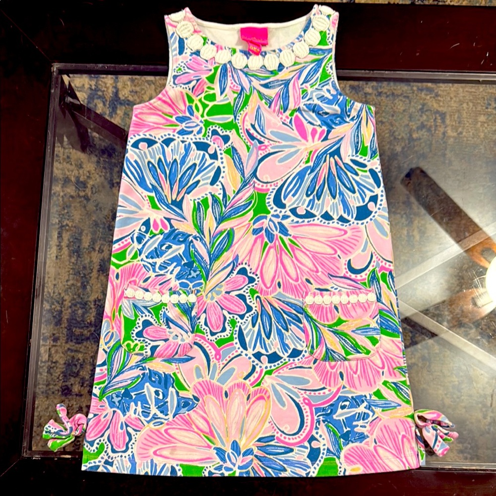 Vera Bradley Floral Kids Dress - Pink, Blue, Green size 6-7